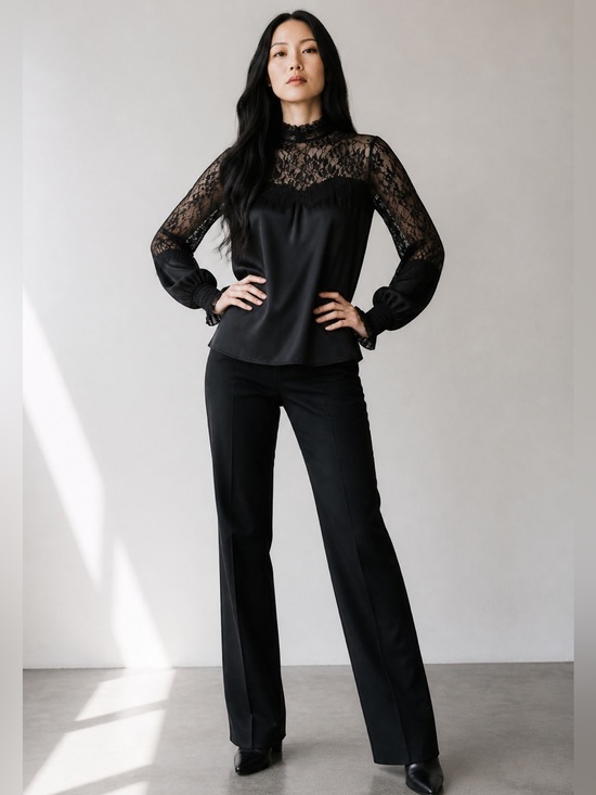 Anne Klein Tops - Anne Klein Black Lace Blouse – Size Large Elegant Women’s Top $25